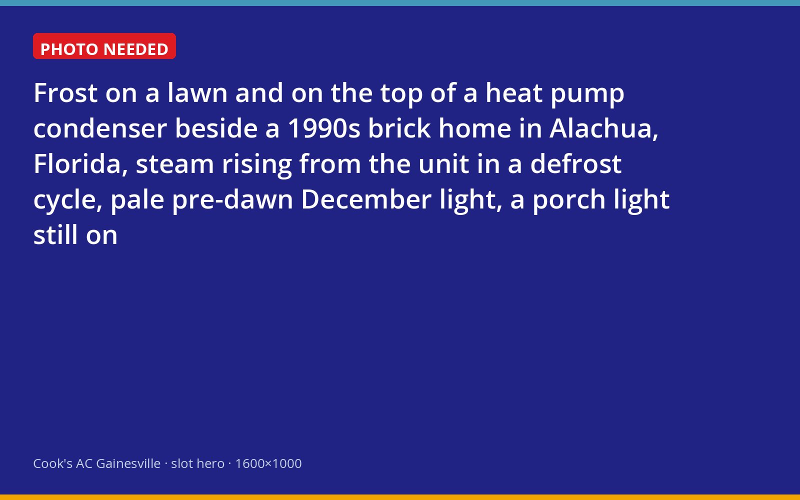 Heat pump condenser steaming through a defrost cycle on a frosty December morning in Alachua, Florida