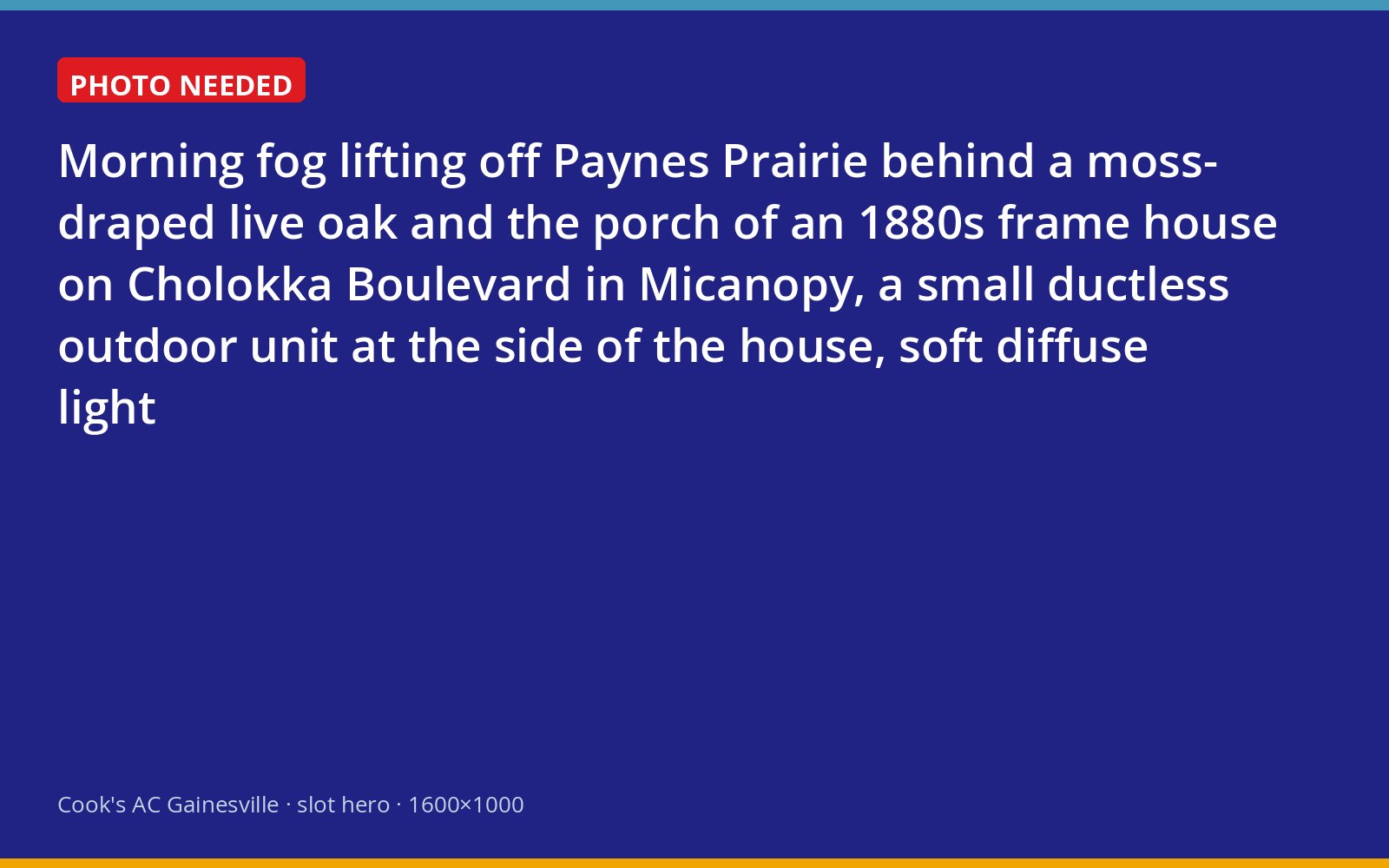 Fog over Paynes Prairie behind a historic Micanopy house with a ductless air conditioning unit