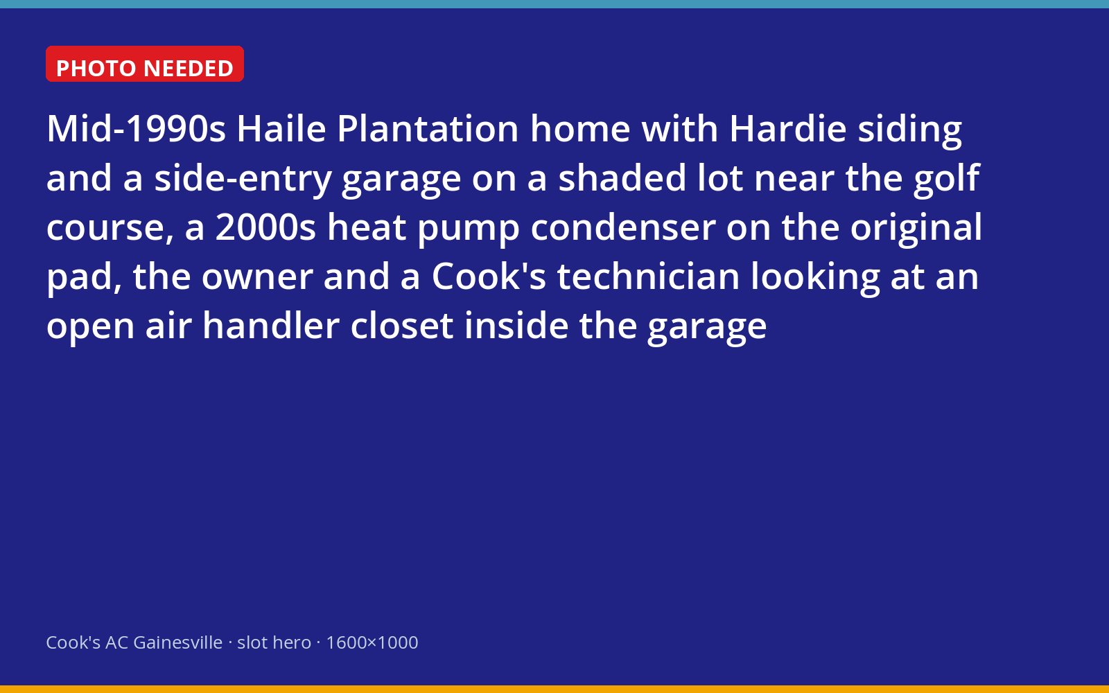 Technician and homeowner reviewing the garage air handler of a 1990s Haile Plantation home