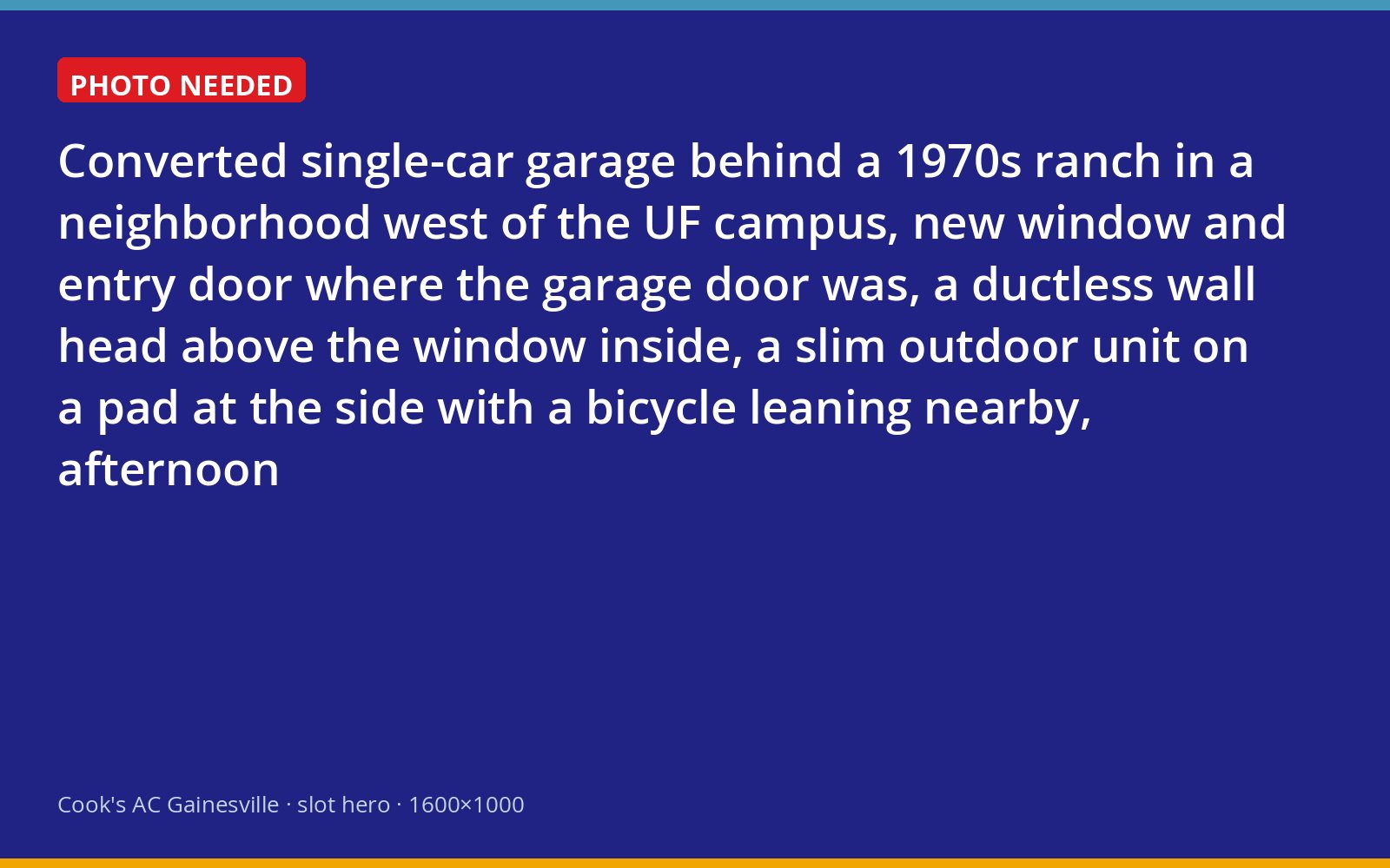 Converted garage near the University of Florida campus with a ductless mini-split head and outdoor unit