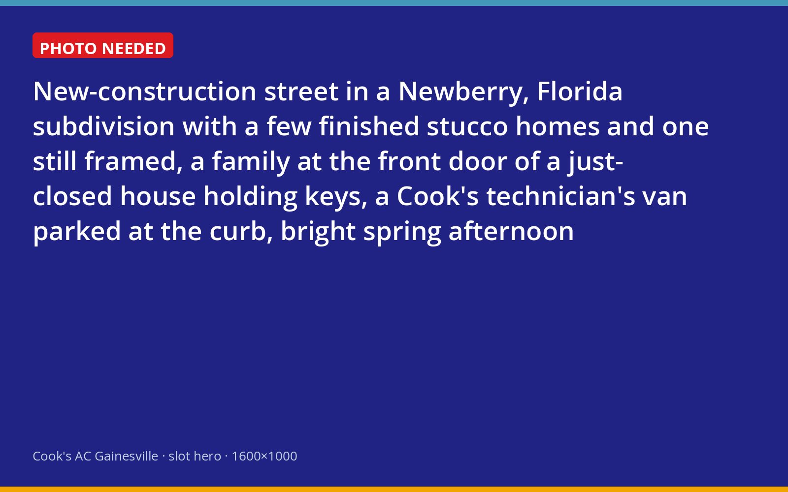 New homeowners at the door of a just-completed house in a Newberry subdivision with a Cook's van at the curb