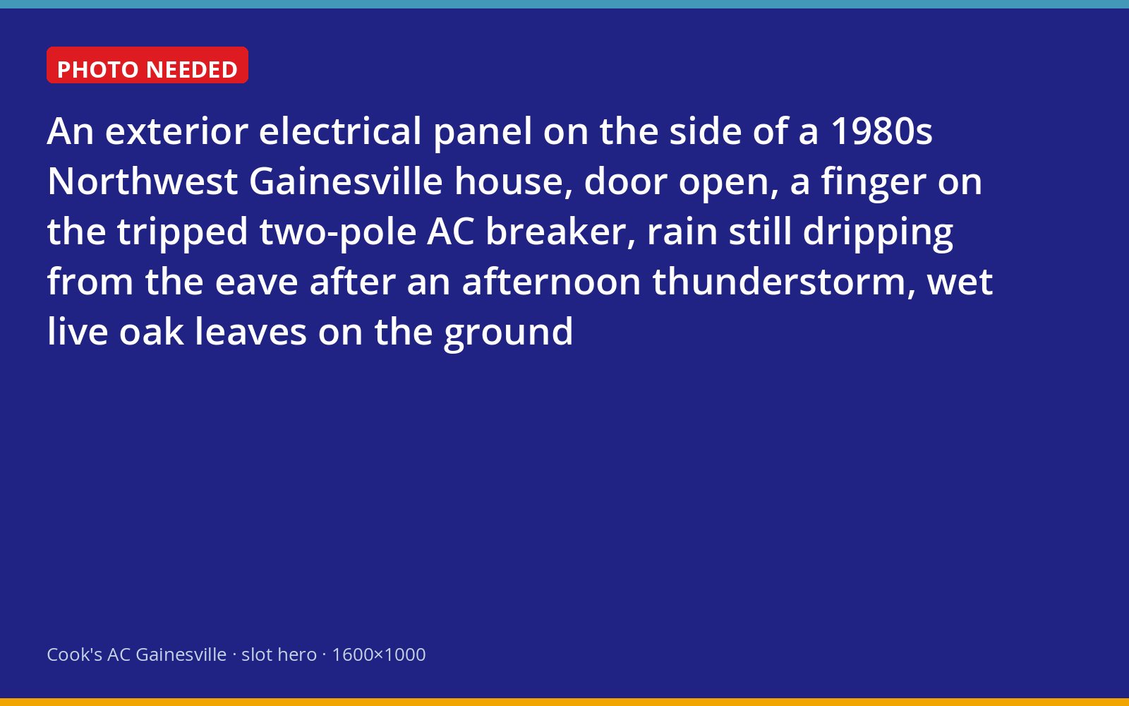 Tripped air conditioner breaker in an outdoor electrical panel after a Gainesville thunderstorm
