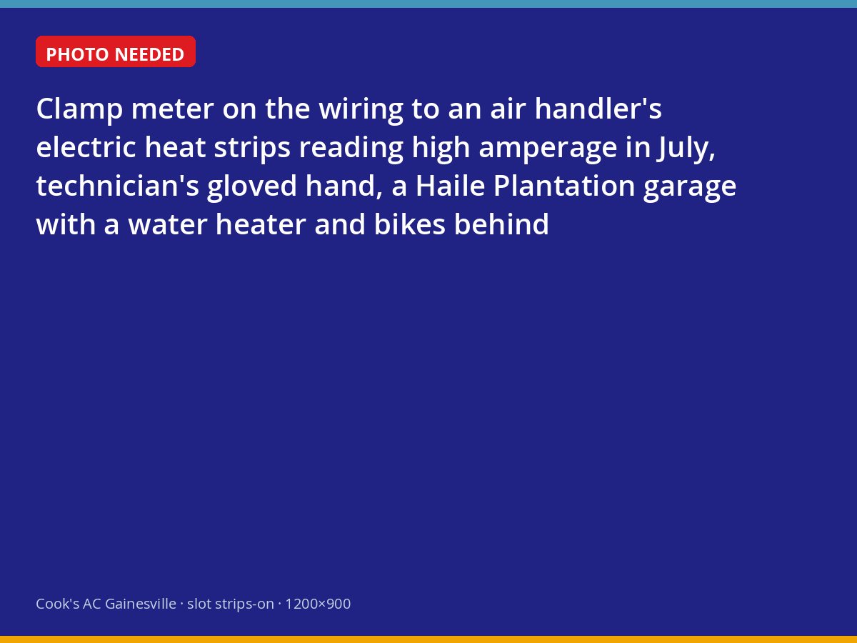 Technician measuring current on heat strips that are running during summer