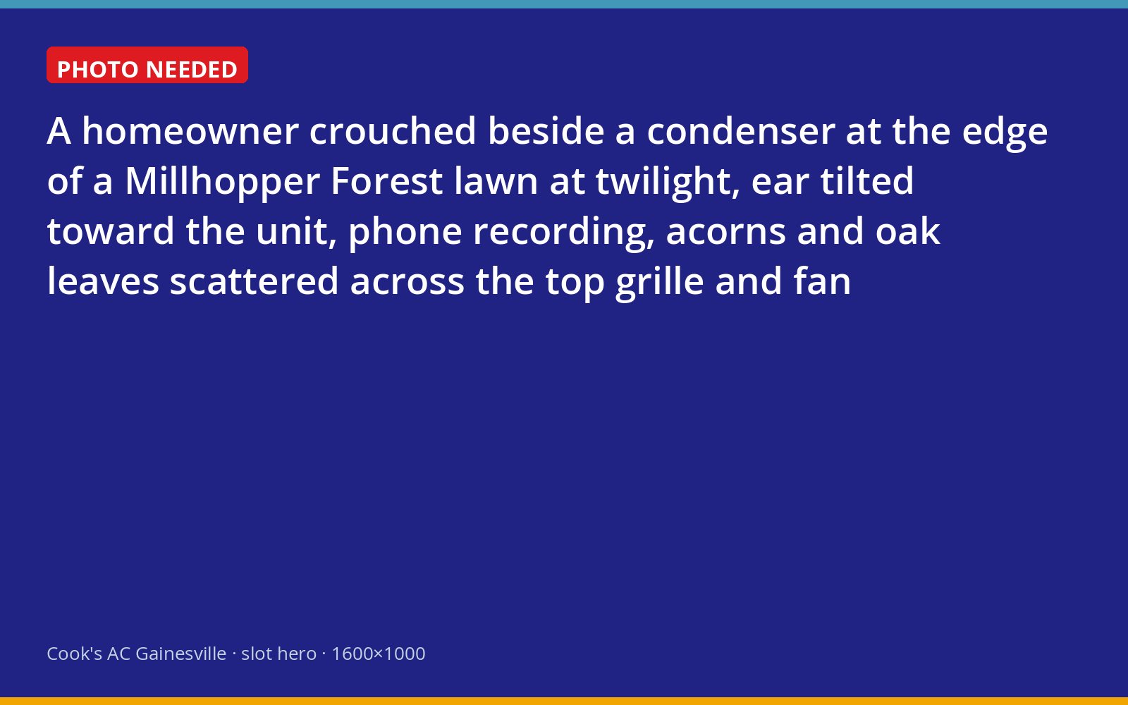 Homeowner listening closely to a noisy air conditioner condenser under oak trees