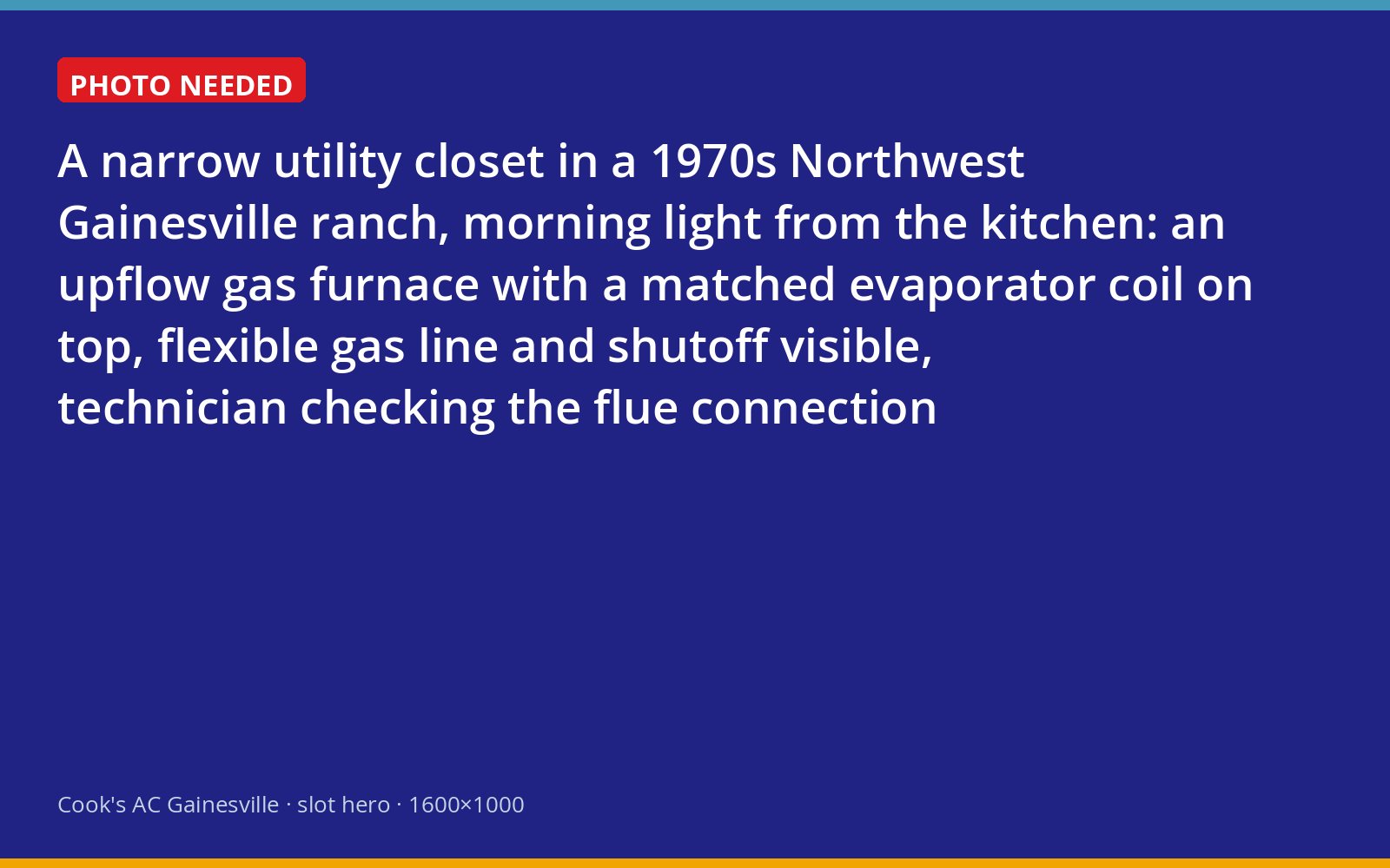 Gas furnace installed in a utility closet of an older Gainesville ranch house