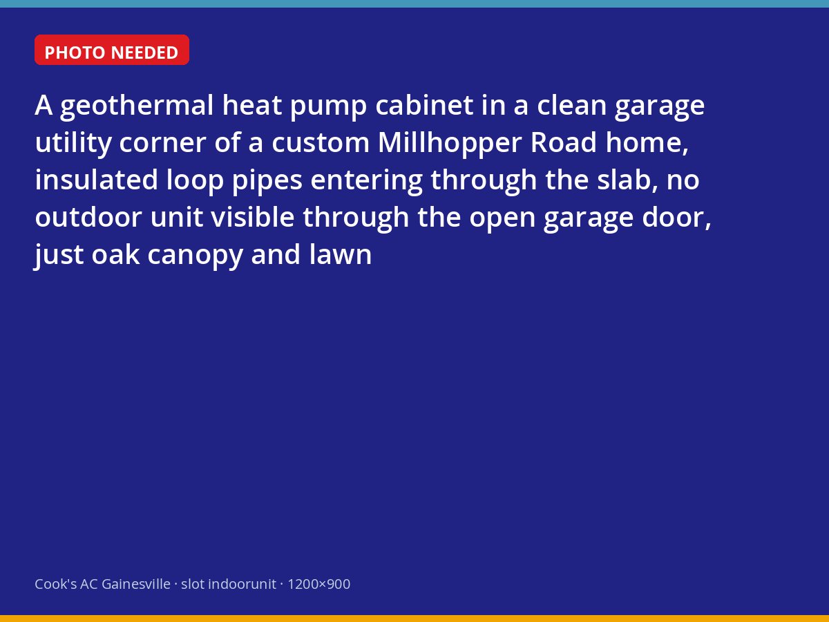 Indoor geothermal heat pump unit with loop piping in a Gainesville garage