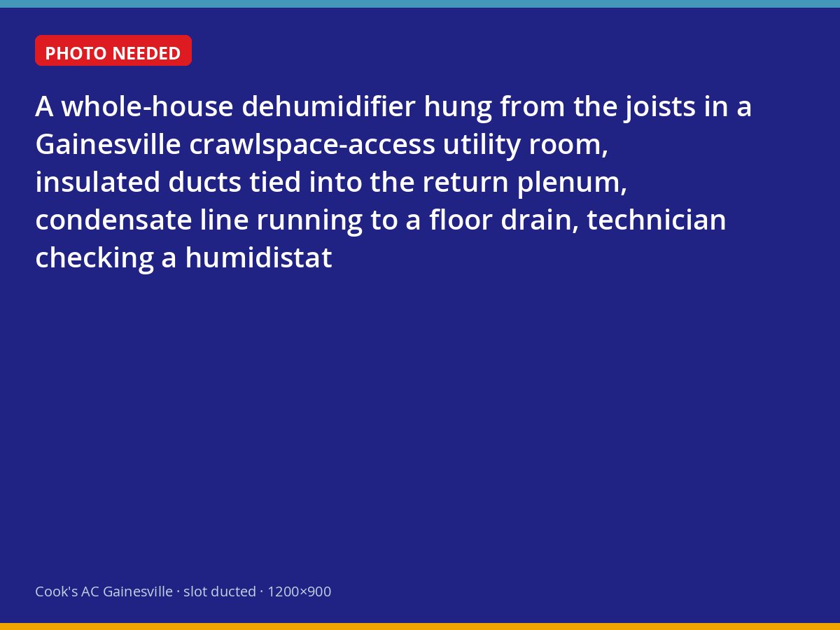 Whole-house dehumidifier ducted into the return of a central air system