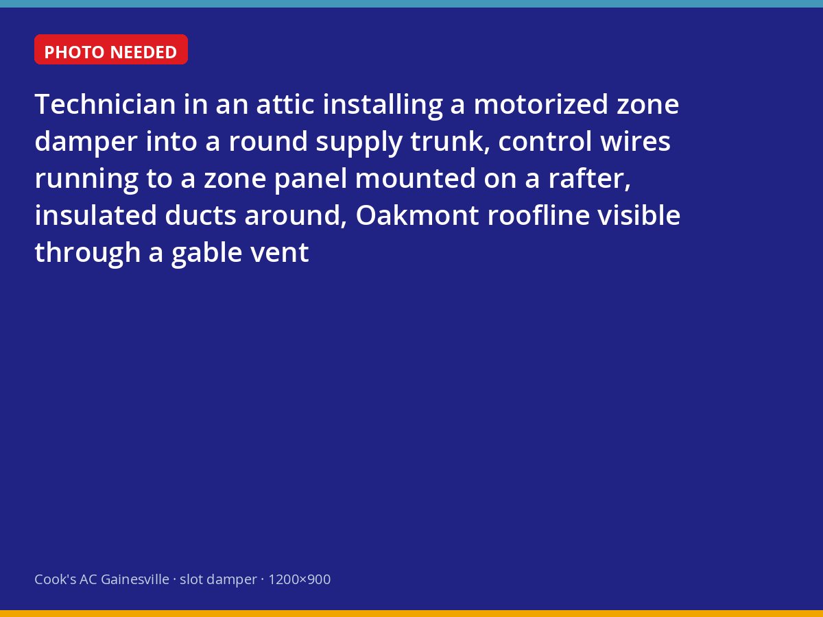 Motorized zone damper being installed in attic ductwork