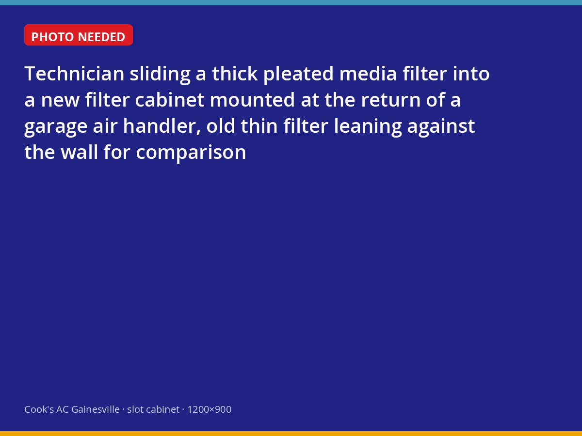 Installing a four-inch media filter cabinet at a Gainesville air handler