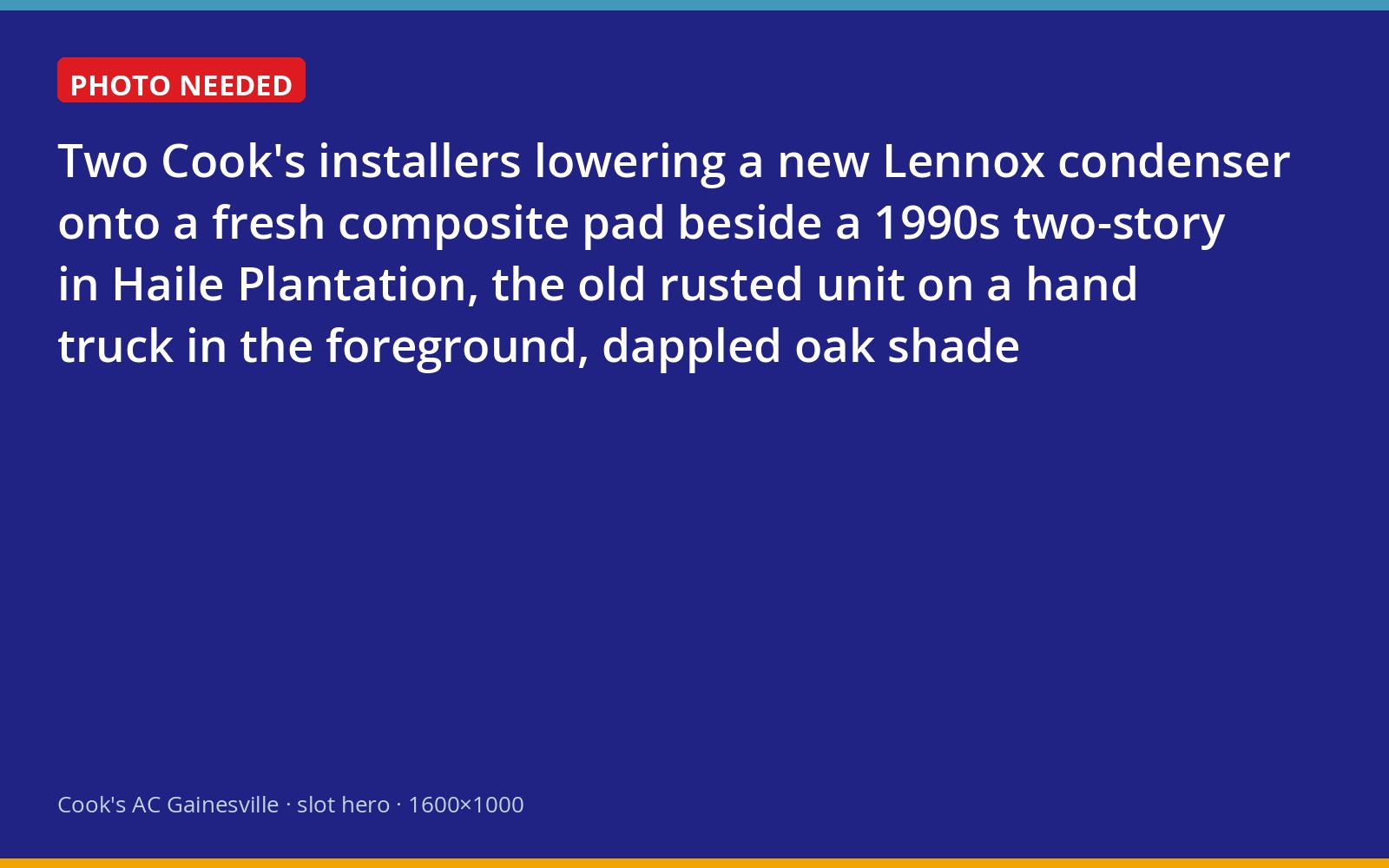 Installers setting a new Lennox air conditioner beside a Haile Plantation home while the old unit waits for removal