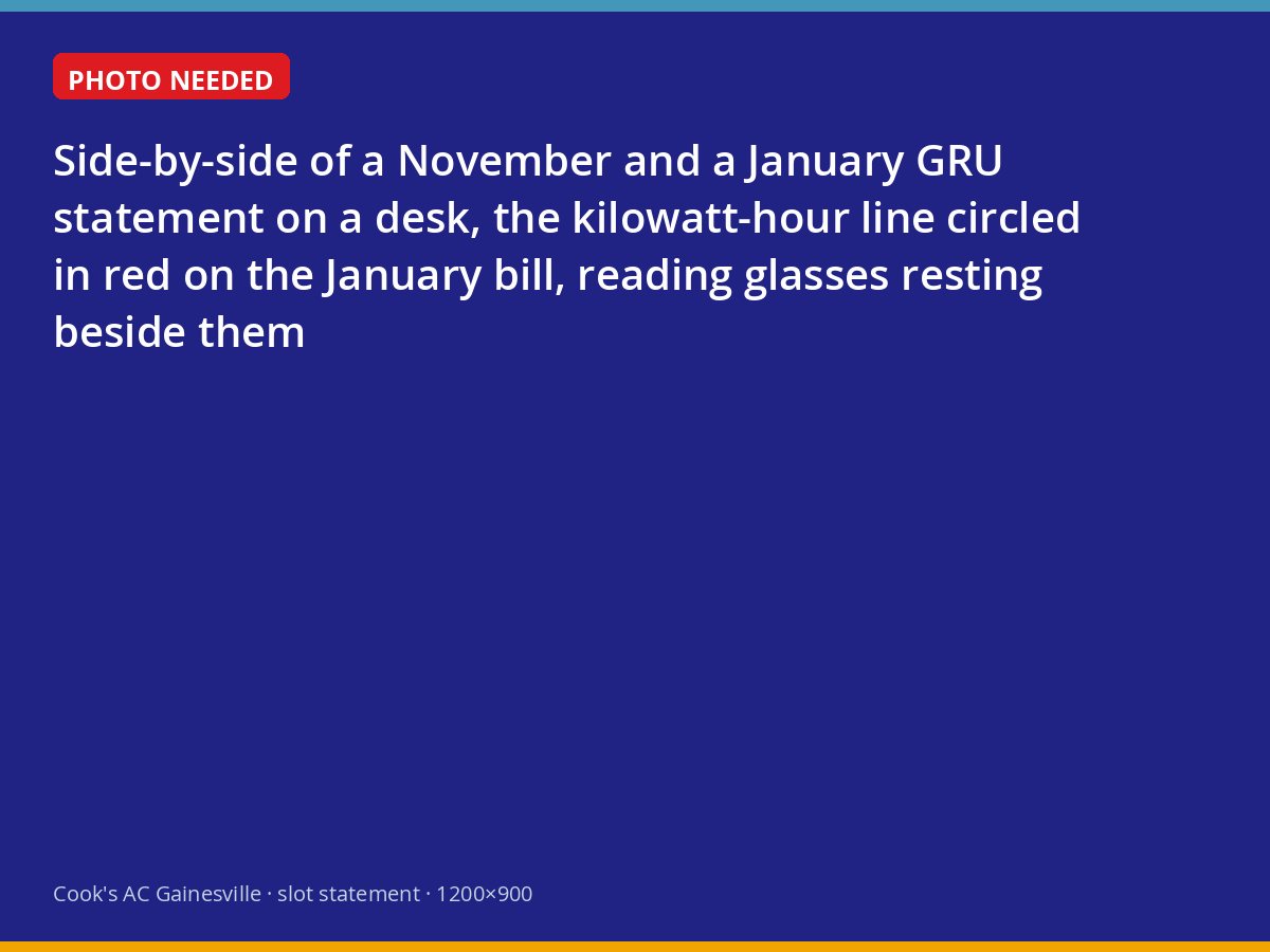 Two Gainesville Regional Utilities bills compared, the January electric usage circled