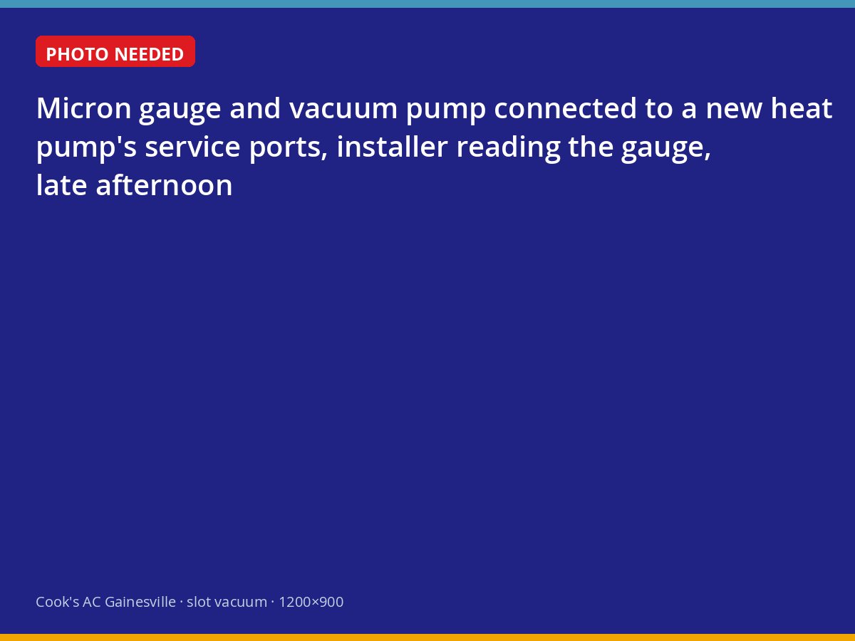 Micron gauge reading during evacuation of a new heat pump line set