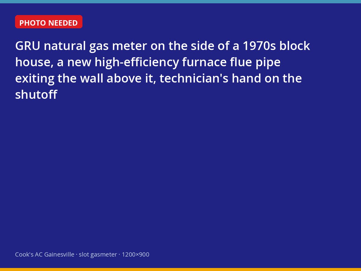 Natural gas meter and furnace vent on the side of a Gainesville home